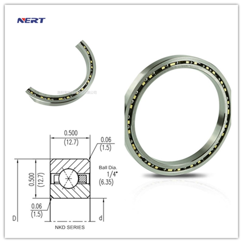 KD180XP0 Inch Size KD Series Thin Section Open Bearings Type X Thin Section Bearings Cross Section 12.7 X 12.7 mm