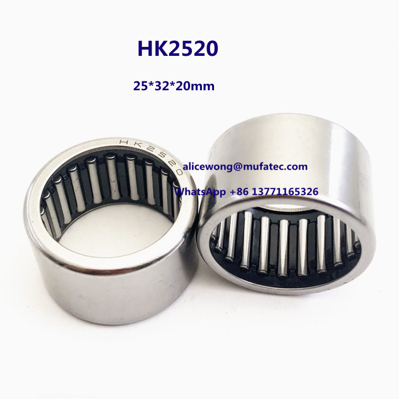 HK2520 needle roller bearing without inner ring steel cage 25*32*20mm
