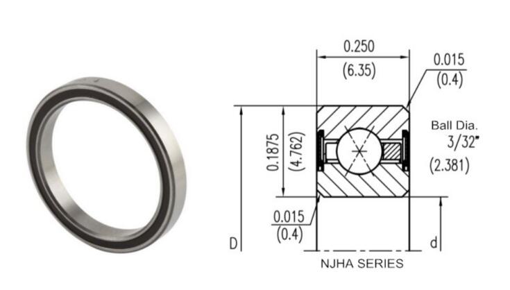 NJHA10XP0 (JHA10XL0) Sealed Four-Point Contact Ball Bearing (Size:25.4x34.925x6.35mm)