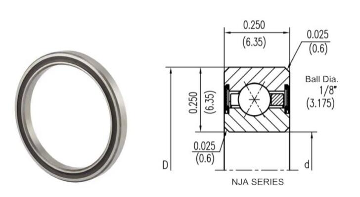 NJA020XP0 (JSA020XP0) Sealed Four-Point Contact Ball Bearing (Size:2x2.5x0.25 inch)
