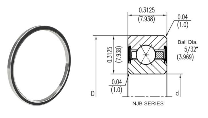 NJB020XP0 (JSB020XP0) Sealed Four-Point Contact Ball Bearing (Size: 2x2.625x0.313 inch)