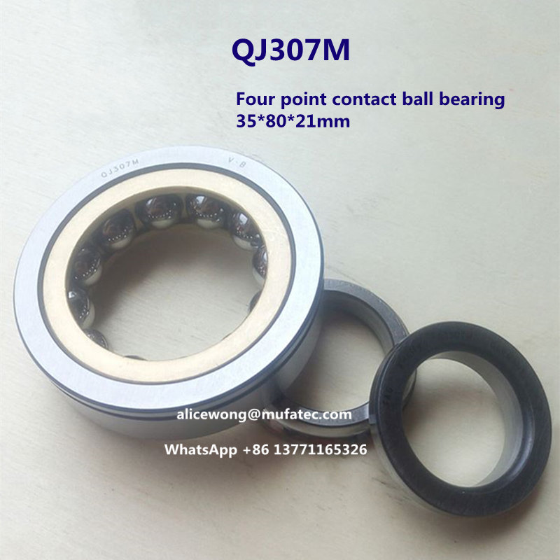 QJ307 four point angular contact ball bearing brass cage bearings 35*80*21