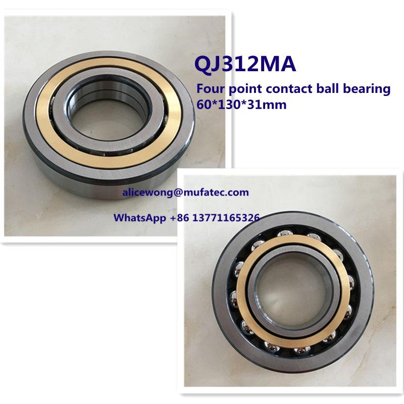 QJ312MA four point angular contact ball bearing brass cage bearings 60*130*31mm