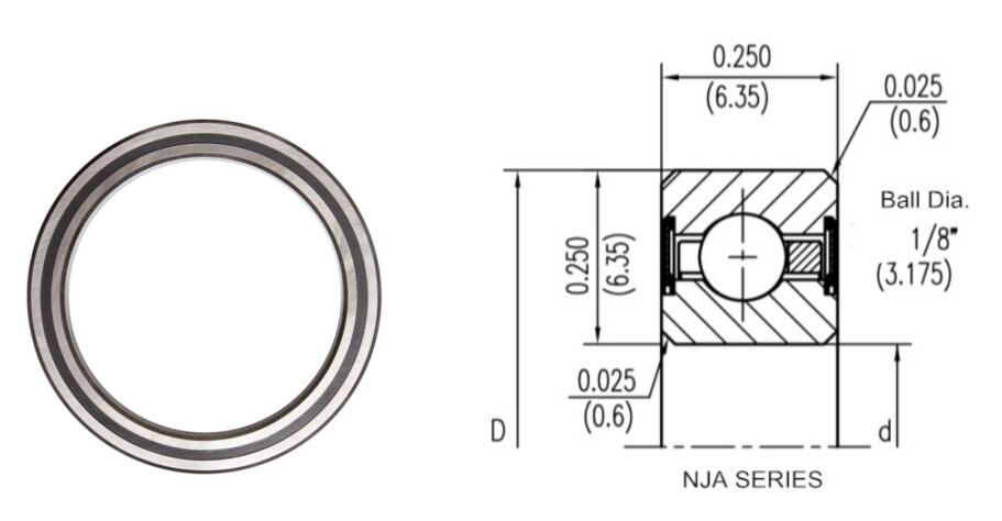 NJA020CP0 (JSA020CP0) Sealed Thin Section Ball Bearing (Size: 2x2.5x0.25 inch)