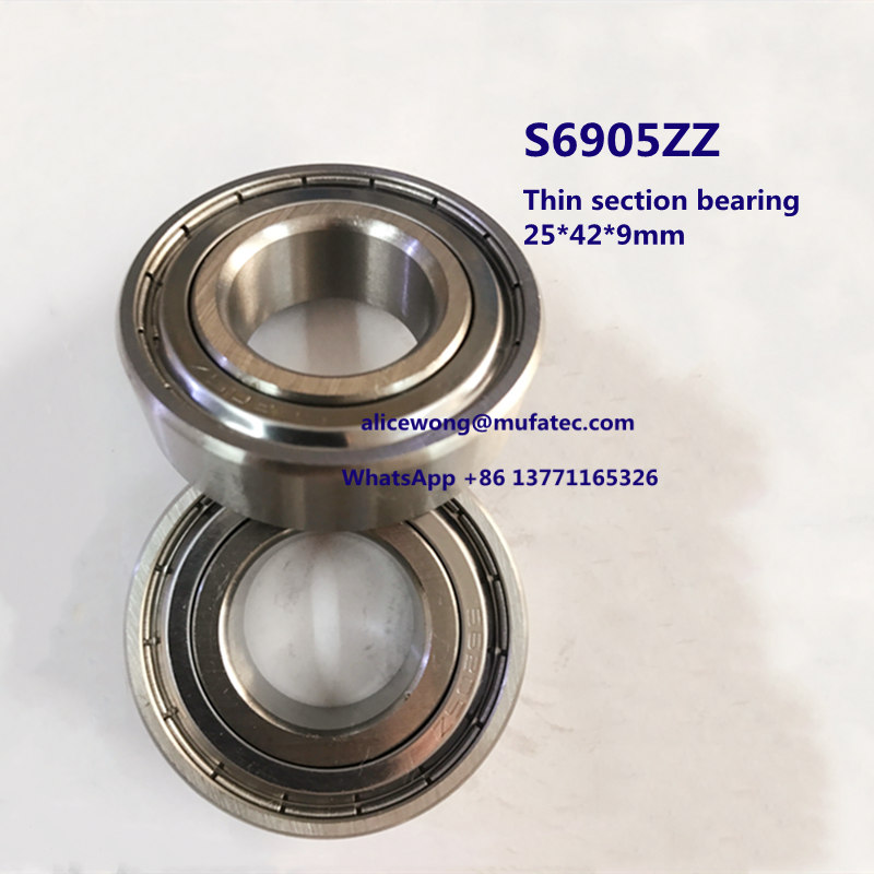 S6905ZZ automotive bearing stainless steel thin section deep groove ball bearing 25*42*9mm