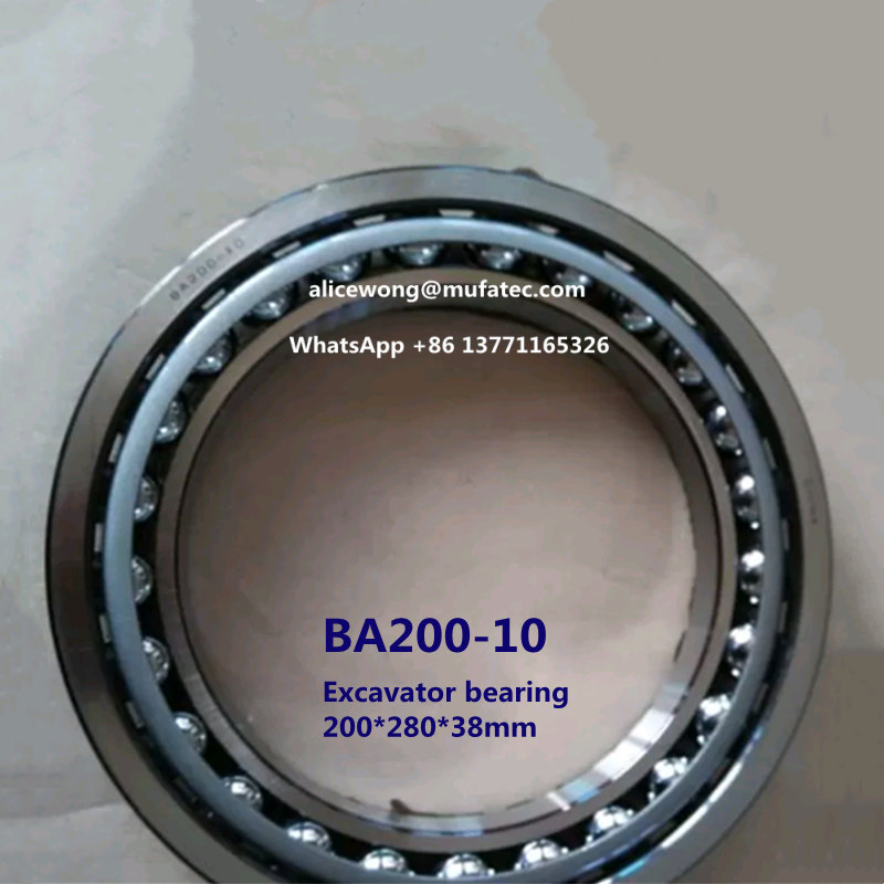 BA200-10 excavator bearing thin section angular contact ball bearing 200*280*38mm