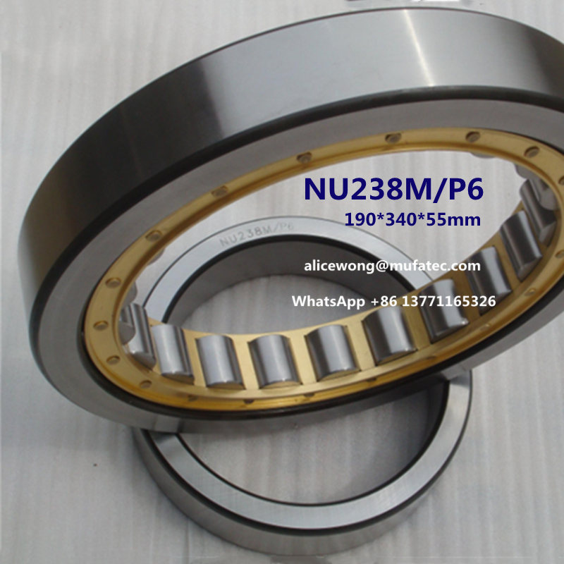 NJ238M P6 cylindrical roller bearing brass cage bearing 190*340*55mm