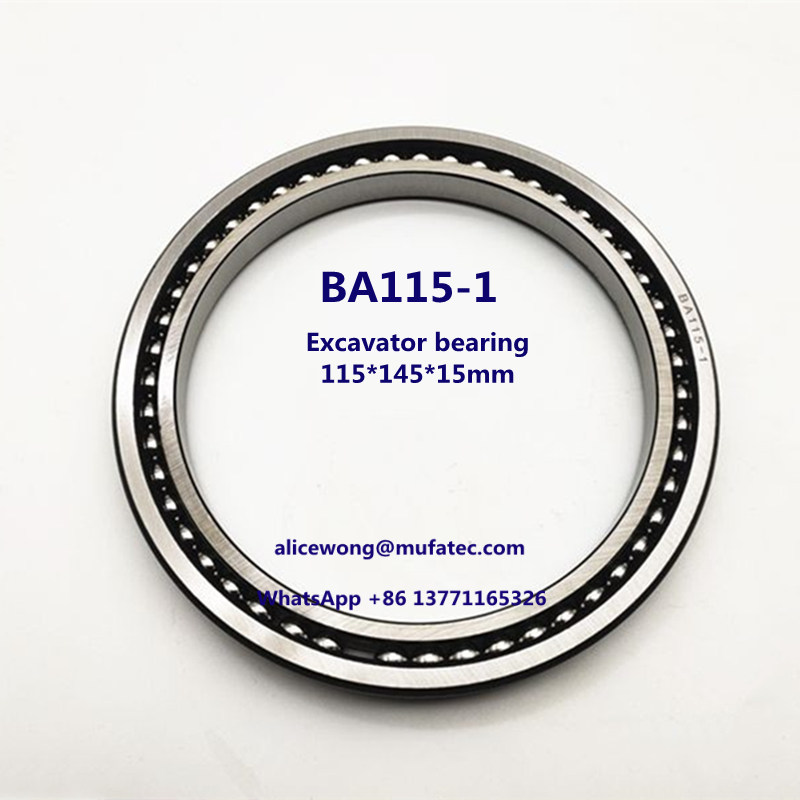 BA115-1 excavator bearing thin section angular contact ball bearing 115*145*15mm