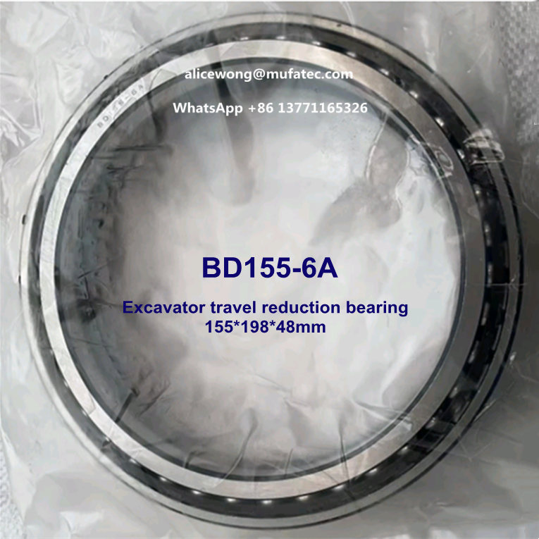 BD155-6A excavator bearing double row nylon cage angular contact ball bearing 155*198*48mm