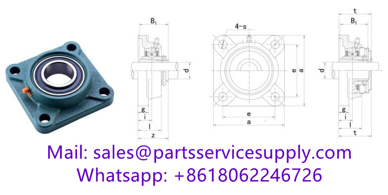 UKF205+H2305 (Shaft Dia:20mm) Four-Bolt Flange Bearing Unit with Adapter Sleeve