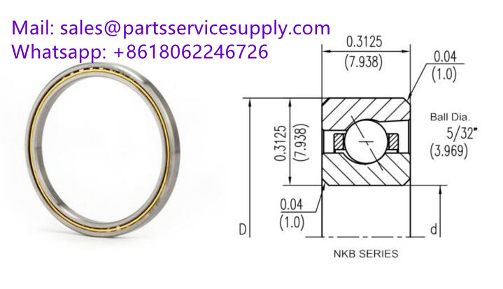 NKB200AR0 (Alt P/N: KB200AR0) Size:508x523.875x7.938 mm Thin Section Angular Contact Ball Bearing