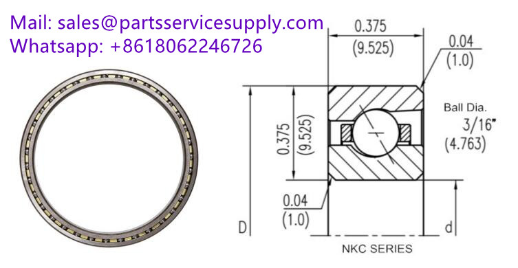 NKC042AR0 (Alt P/N: KC042AR0) Size:107.9x127x9.525 mm Thin Section Radial Contact Ball Bearing