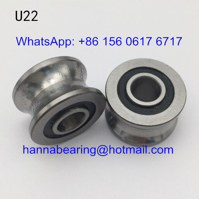 U22 U-Groove Ball Bearing / Rail Guide Bearings 8*22.5*14.5mm