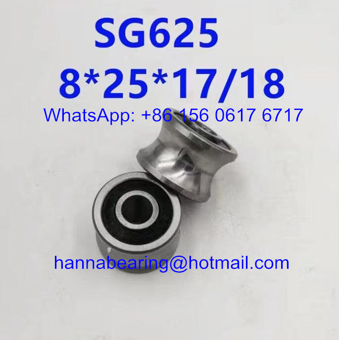 SG625 U-Groove Ball Bearing / SG625-2RS Rail Guide Bearings 8x25x17/18mm