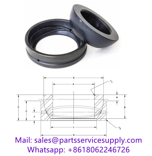 B20-SA (Alt P/N:GAZ104SA) Angular Contact Spherical Plain Bearing Size:1-1/4x2x0.7 inch