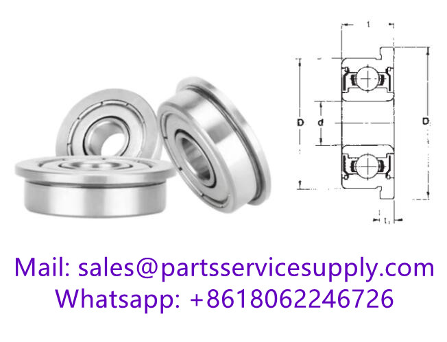 F609ZZ Shielded Miniature Ball Bearings with Flange Size:9x24x7mm