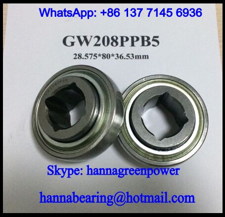 GW208PPB8 Square Bore Harrow Ball Bearing 28.575x80x36.5mm