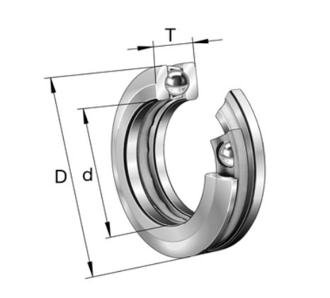 53205 Stamping steel cage, bore 25 mm, Axial deep groove ball bearings, Single direction