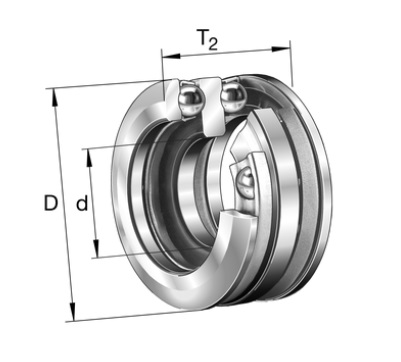 54224 Stamping steel cage, bore 100 mm, Axial deep groove ball bearings, Double direction, With spherical housing locating washers