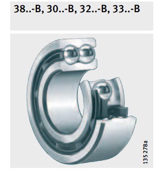 3808-B-TVH Angular contact ball bearings Open, Solid polyamide snap cage