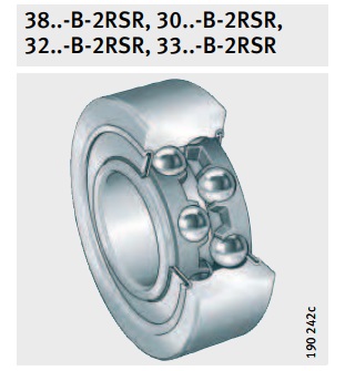 3007-B-2RSR-TVH Solid polyamide snap cage angular contact ball bearings, sealed
