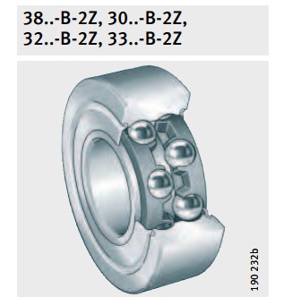 3814-B-2Z-TVH Solid polyamide snap cage angular contact ball bearings, sealed